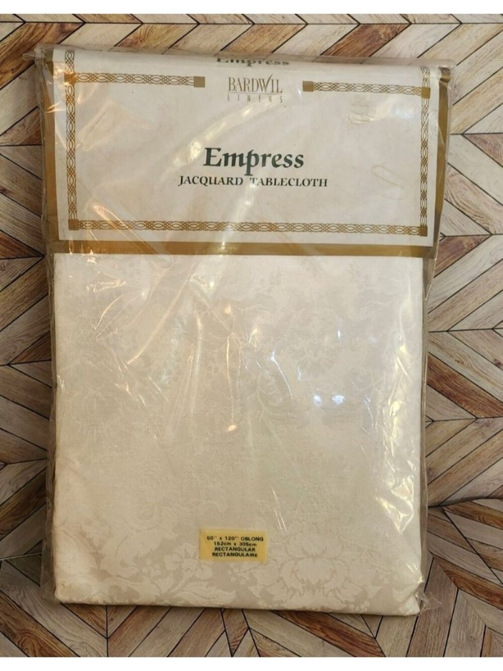 New Bardwil Linens Empress Jacquard Rectangle Oblong 60 x 120" White Tablecloth